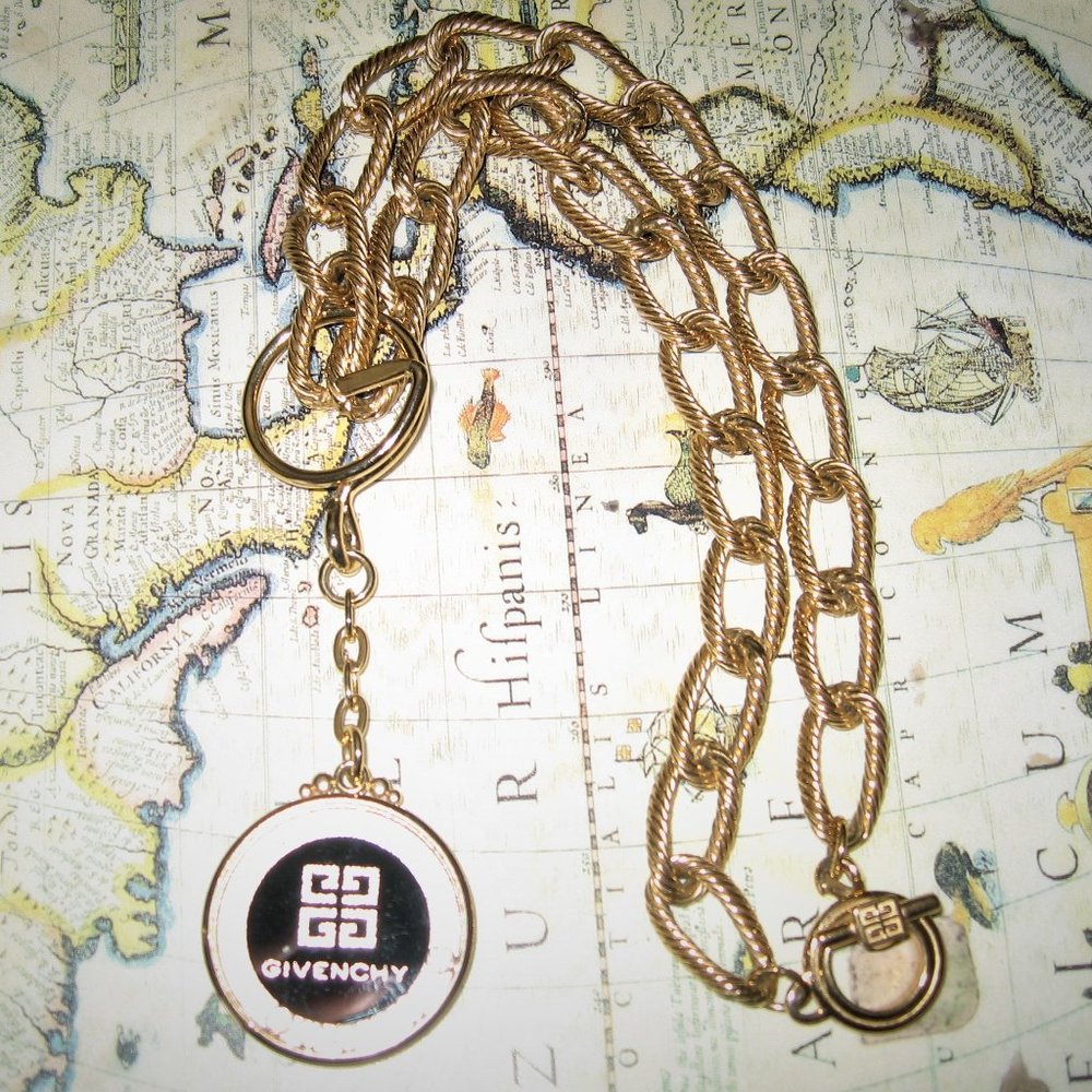 Givenchy Chunky Link Keychain Floating Crystal Pe… - image 4